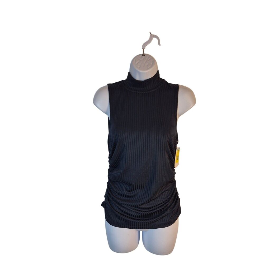Veronica Beard Women's Mobler Sleeveless Top Size S Marine Mock Neck Ruched $168